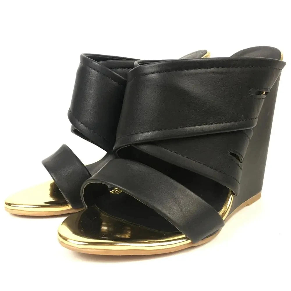 Wedge Sandals High Heels Slippers Comfort Mules Summer Casual Cross Strap