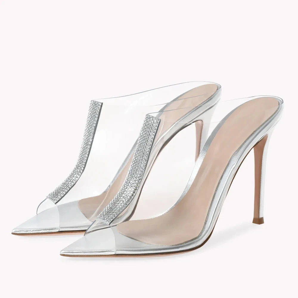 Sandals Pointy Sole High Heels PVC Mules