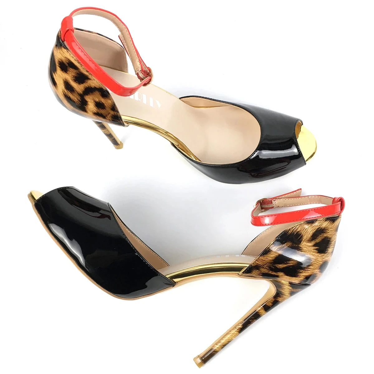 Peep Toe High Heels Sandals Leopard Print Cover Heel