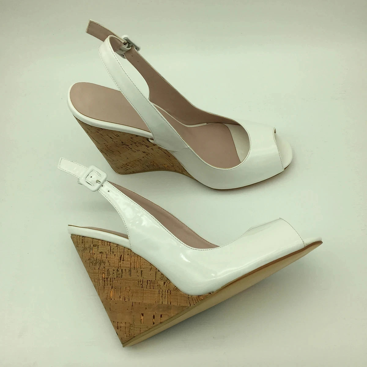 Wedge Sandals Peep Toe High Heels Slingback Ankle Strap