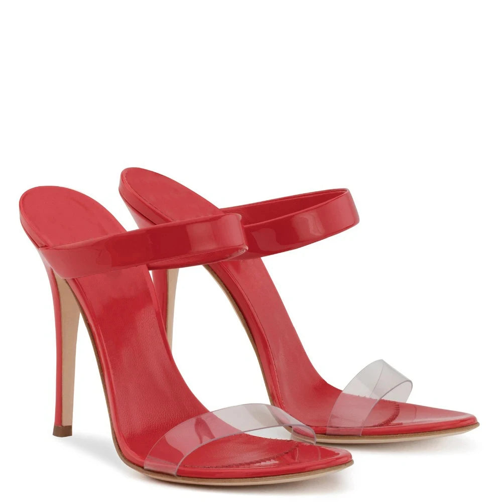 Strappy Slipper Sandals peep toe High Heels Slip On