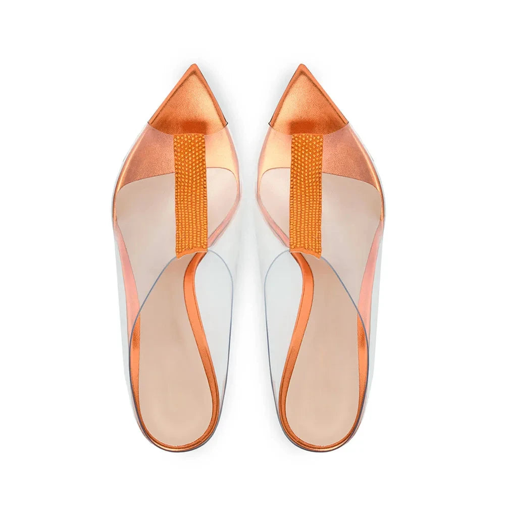 Sandals Pointy Sole High Heels PVC Mules