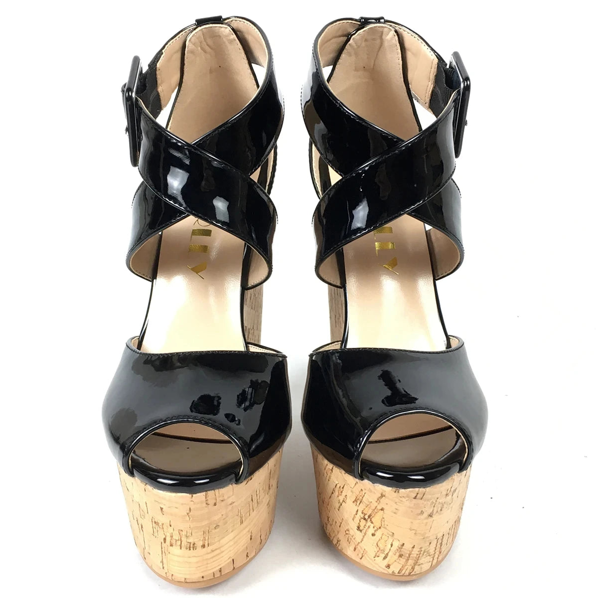 Cork Wedge Sandals High Heel Platform Shoes Cross Strap