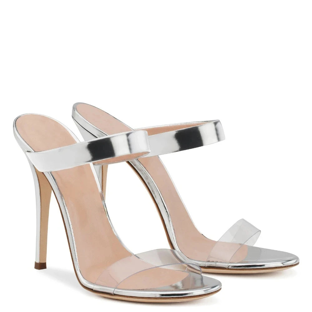 Strappy Slipper Sandals peep toe High Heels Slip On