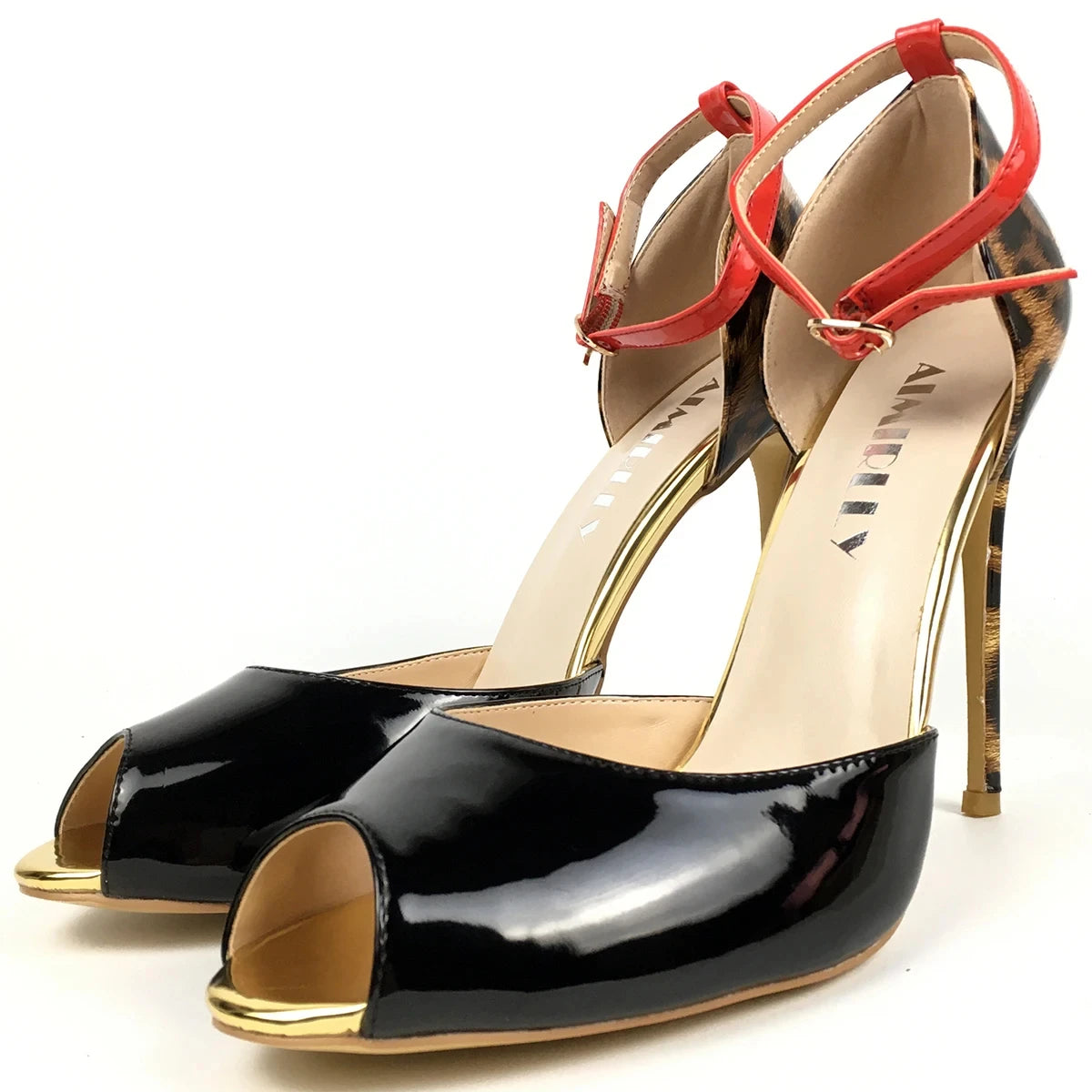 Peep Toe High Heels Sandals Leopard Print Cover Heel