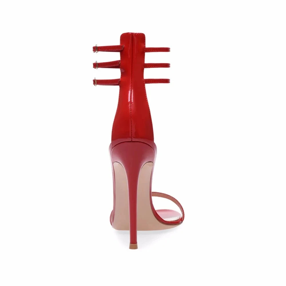 Sandals peep toe High Heels Stiletto 3-Straps Cover Heel