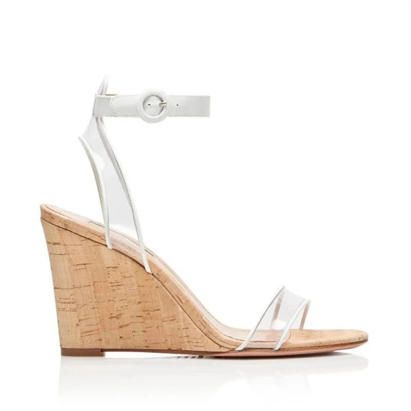 Peep Toe Wedge Sandals High Heels Comfort Footwear Ankle Straps Elegant