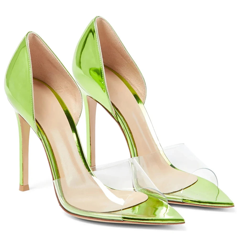 PVC Sandals Pointed Sole High Heels Cover Heel Slip On