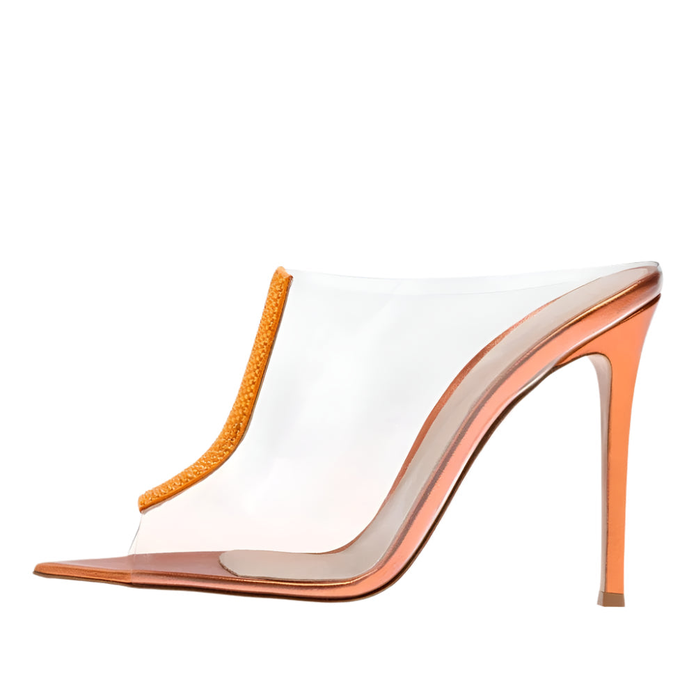 Sandals Pointy Sole High Heels PVC Mules