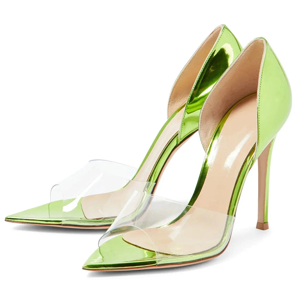 PVC Sandals Pointed Sole High Heels Cover Heel Slip On