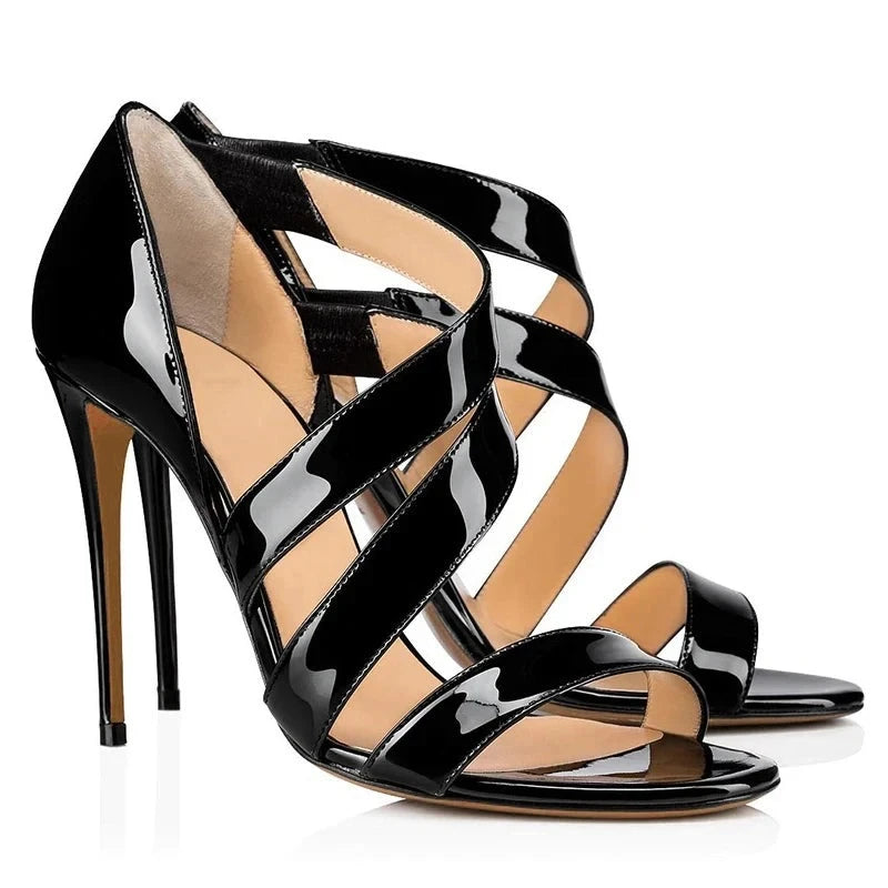 Sandals Peep Toe High Heels Strappy Cover Heel