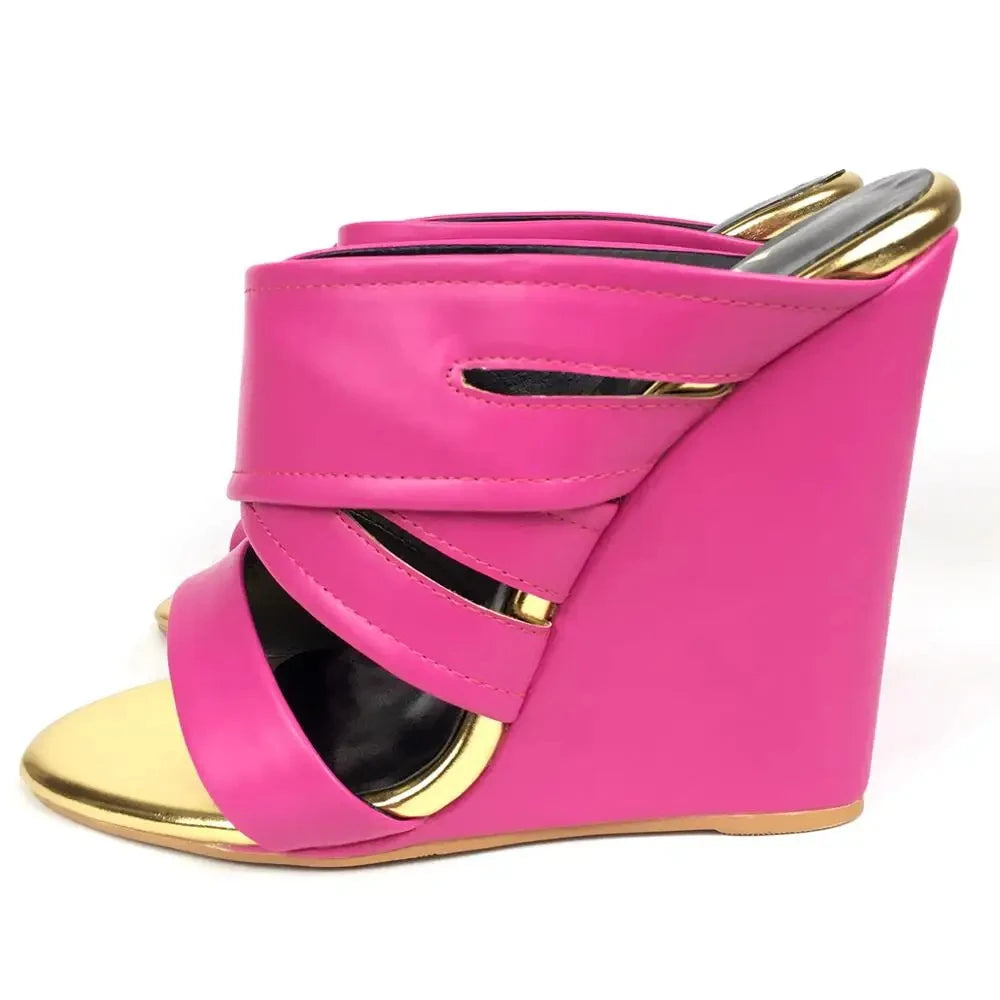 Wedge Sandals High Heels Slippers Comfort Mules Summer Casual Cross Strap