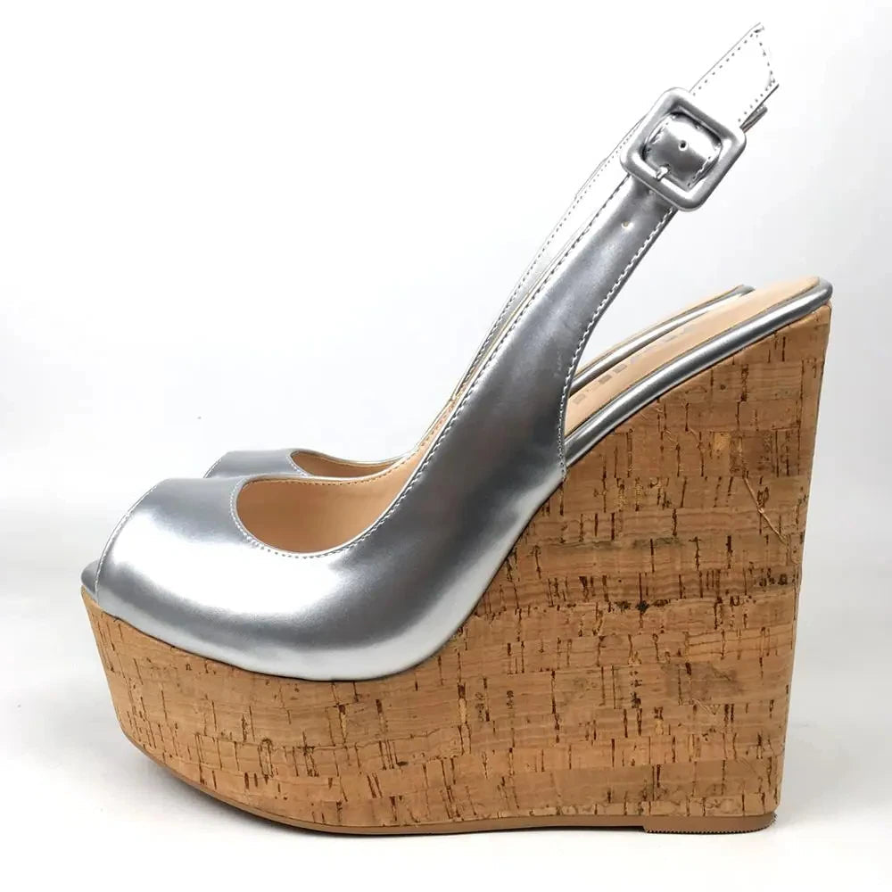 Wedge Sandals Slingback Peep Toe High Heels Platform