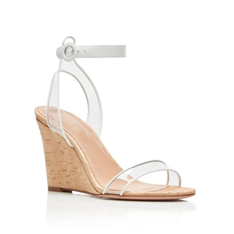 Peep Toe Wedge Sandals High Heels Comfort Footwear Ankle Straps Elegant