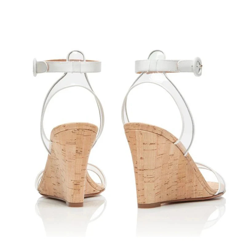 Peep Toe Wedge Sandals High Heels Comfort Footwear Ankle Straps Elegant