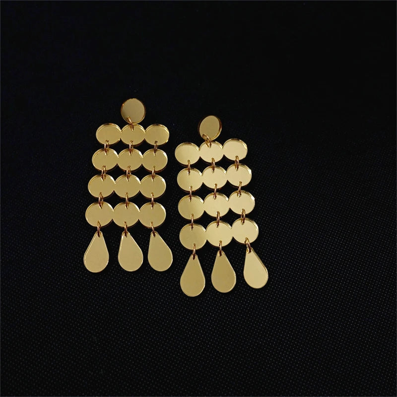 Dots Big Dangle Stud Earrings