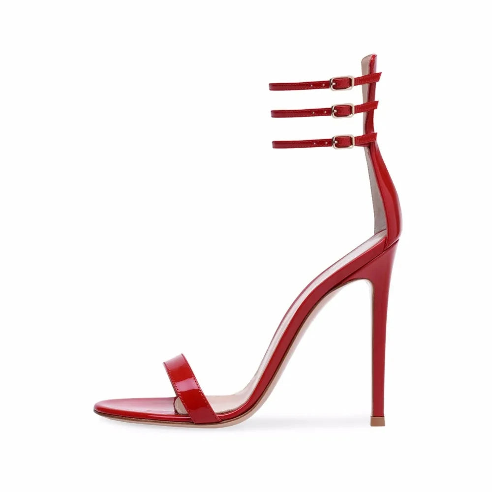 Sandals peep toe High Heels Stiletto 3-Straps Cover Heel