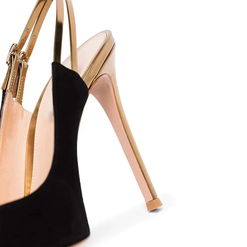 Slingback Sandals Pointed Toe High Heels Buckle Strap