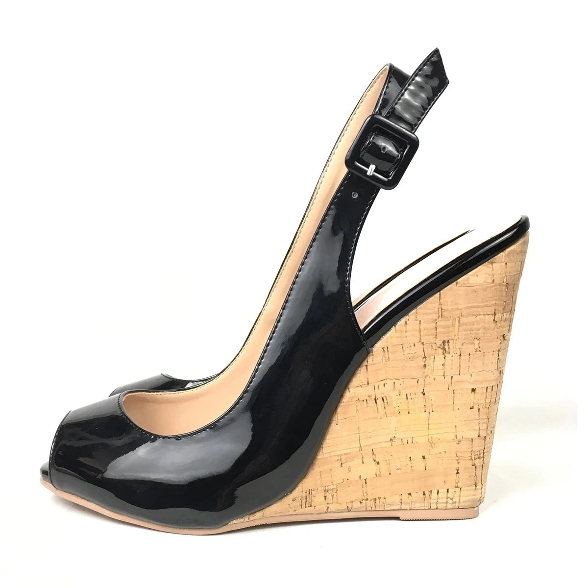 Wedge Sandals Peep Toe High Heels Slingback Ankle Strap
