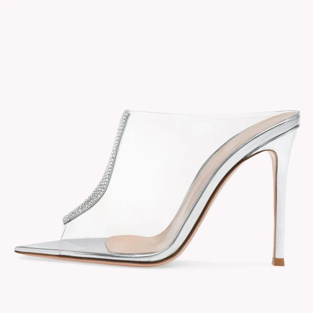 Sandals Pointy Sole High Heels PVC Mules