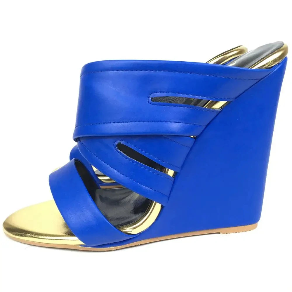 Wedge Sandals High Heels Slippers Comfort Mules Summer Casual Cross Strap