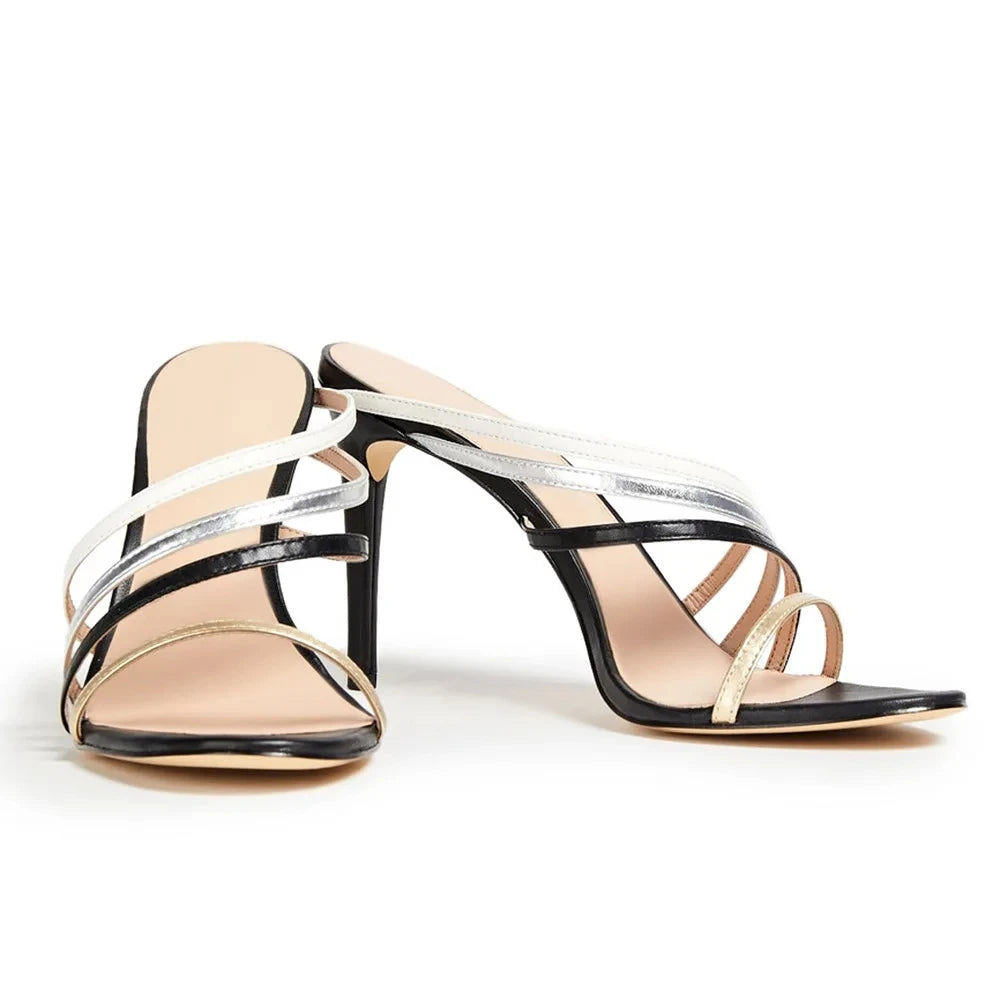 Sandals Open Toe High Heels Slipper Strappy Mules Slip On