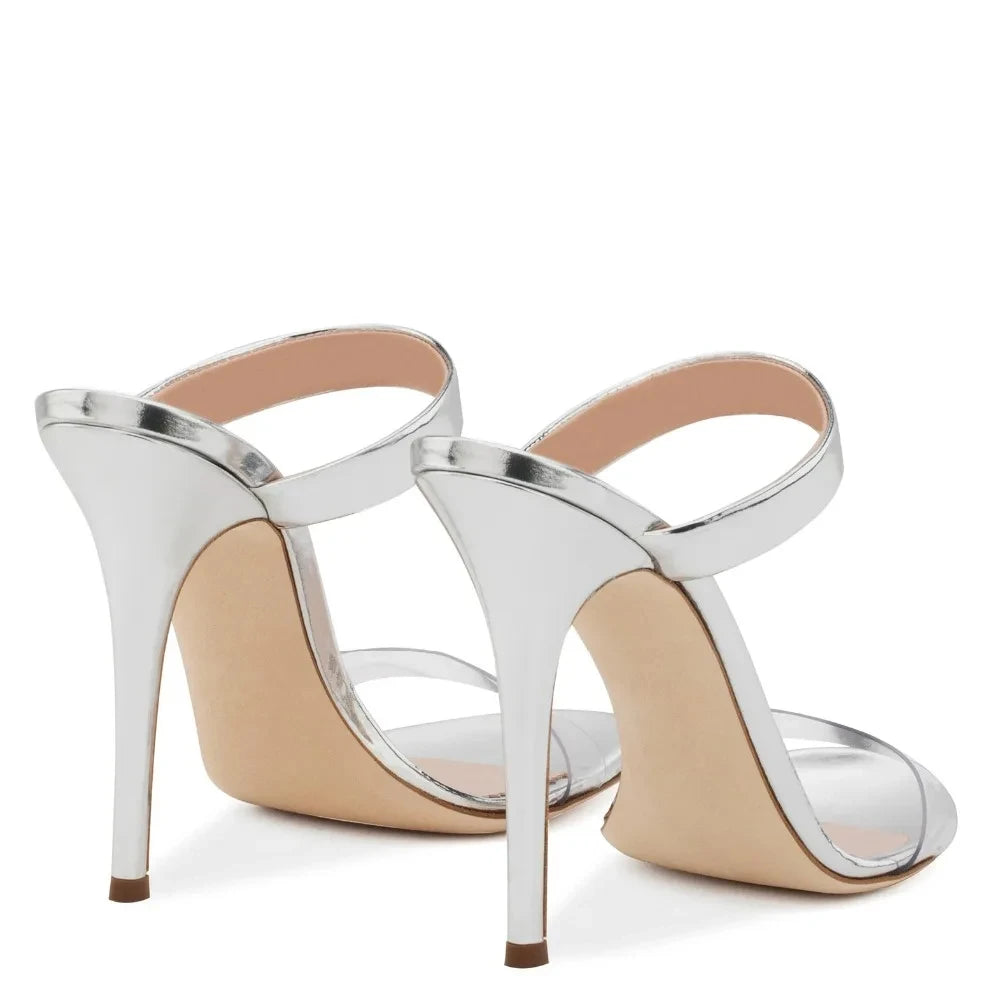 Strappy Slipper Sandals peep toe High Heels Slip On