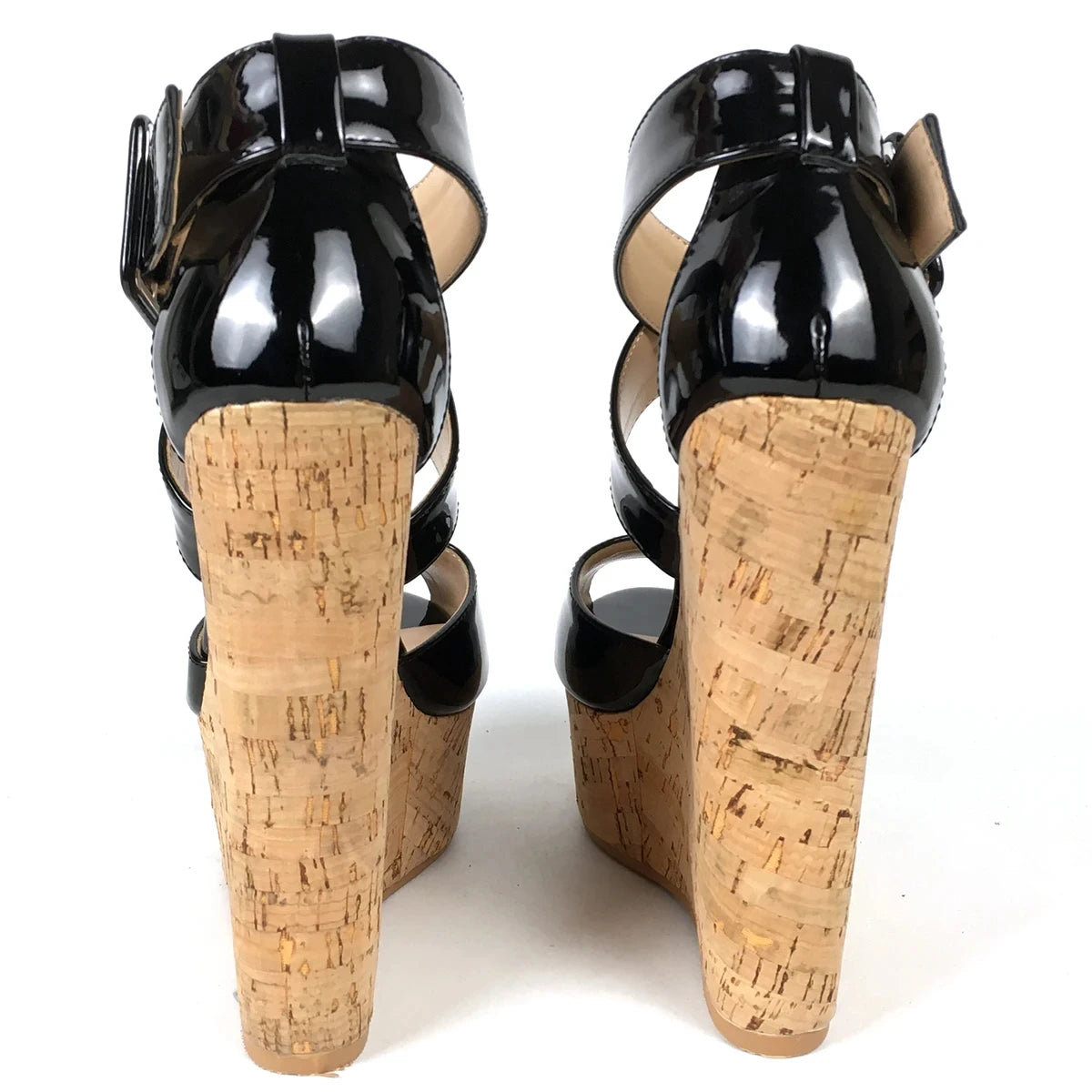 Cork Wedge Sandals High Heel Platform Shoes Cross Strap