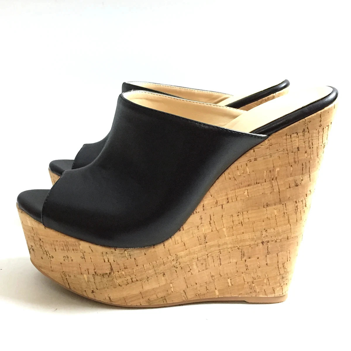 Wedge Sandals Peep Toe High Heels Platform Mules Slip On