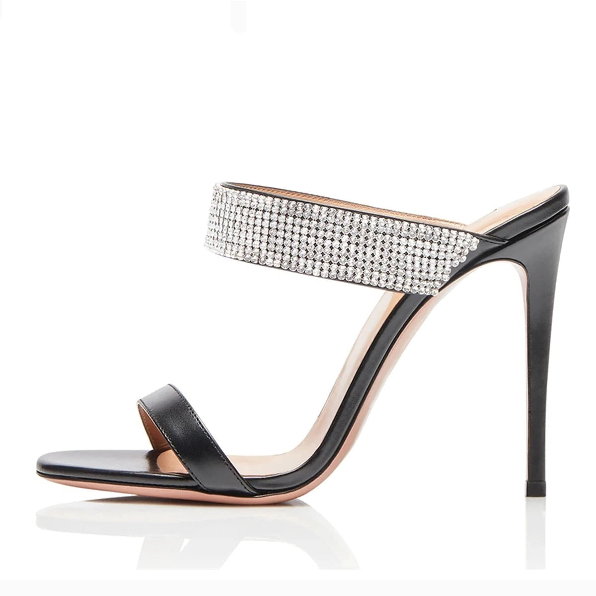 Sandals peep toe High Heels Crystal Strap Slip On