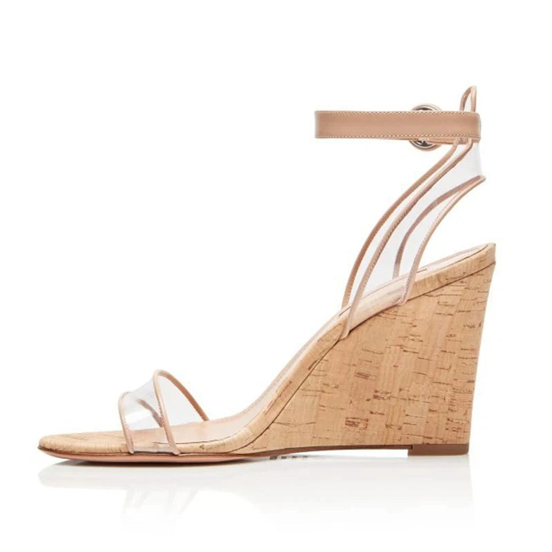 Peep Toe Wedge Sandals High Heels Comfort Footwear Ankle Straps Elegant
