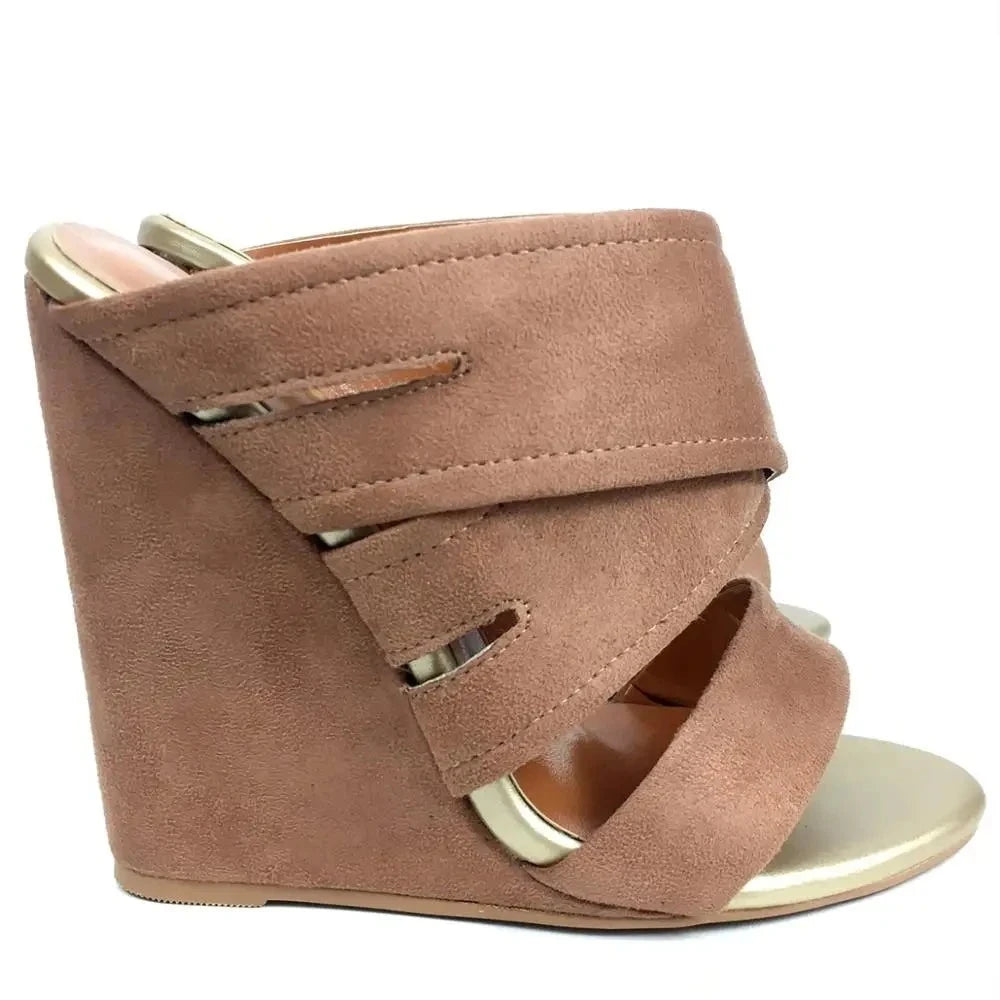 Wedge Sandals High Heels Slippers Comfort Mules Summer Casual Cross Strap