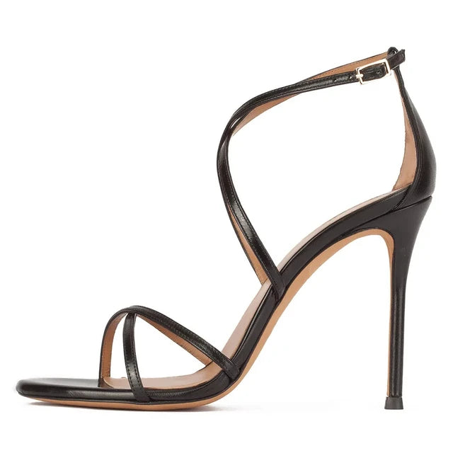 Sandals Peep Toe High Heels Cross Strap Stilettos Ankle Buckle