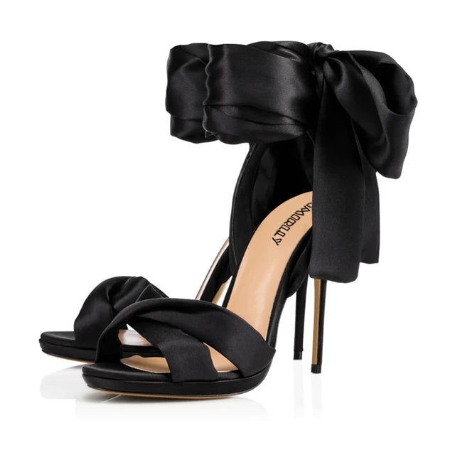 Shoes Peep Toe High Heel Sandals Elegant Stilettos Lace Up