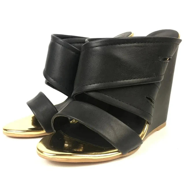 Wedge Sandals High Heels Slippers Comfort Mules Summer Casual Cross Strap