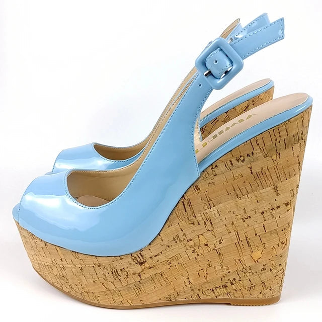 Wedge Sandals Slingback Peep Toe High Heels Platform