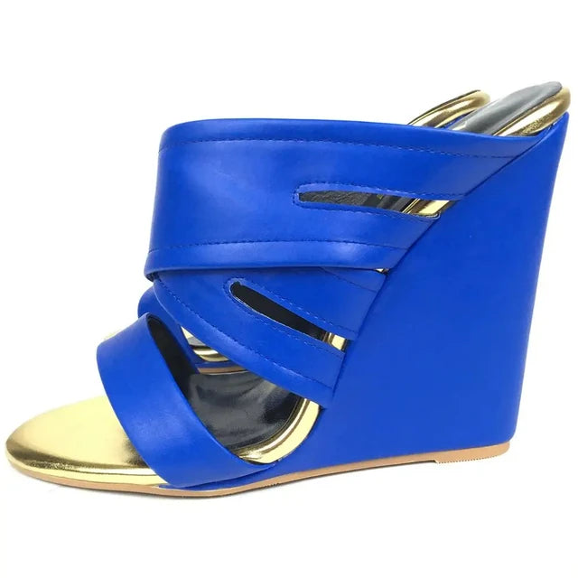 Wedge Sandals High Heels Slippers Comfort Mules Summer Casual Cross Strap