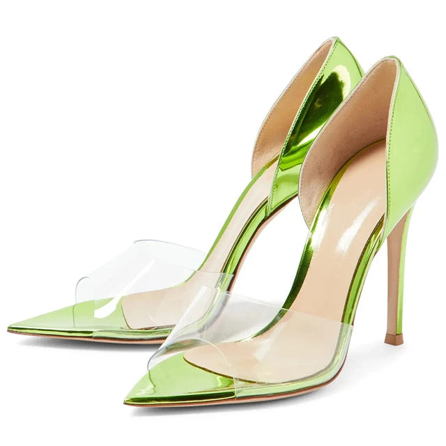 PVC Sandals Pointed Sole High Heels Cover Heel Slip On