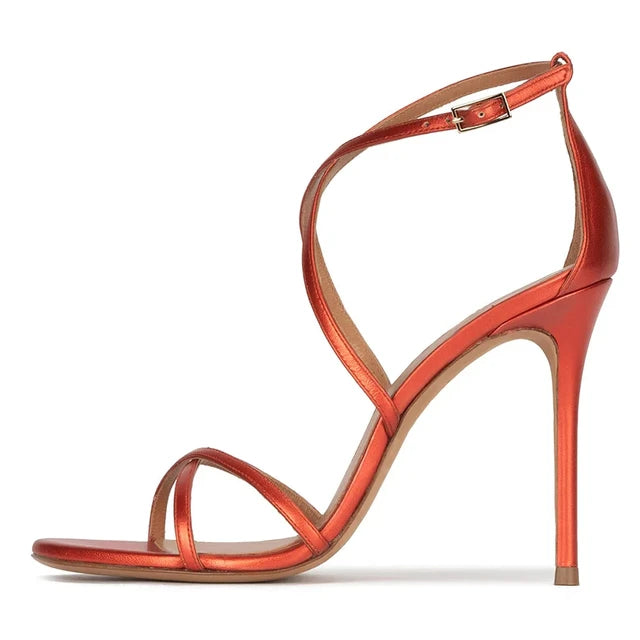 Sandals Peep Toe High Heels Cross Strap Stilettos Ankle Buckle