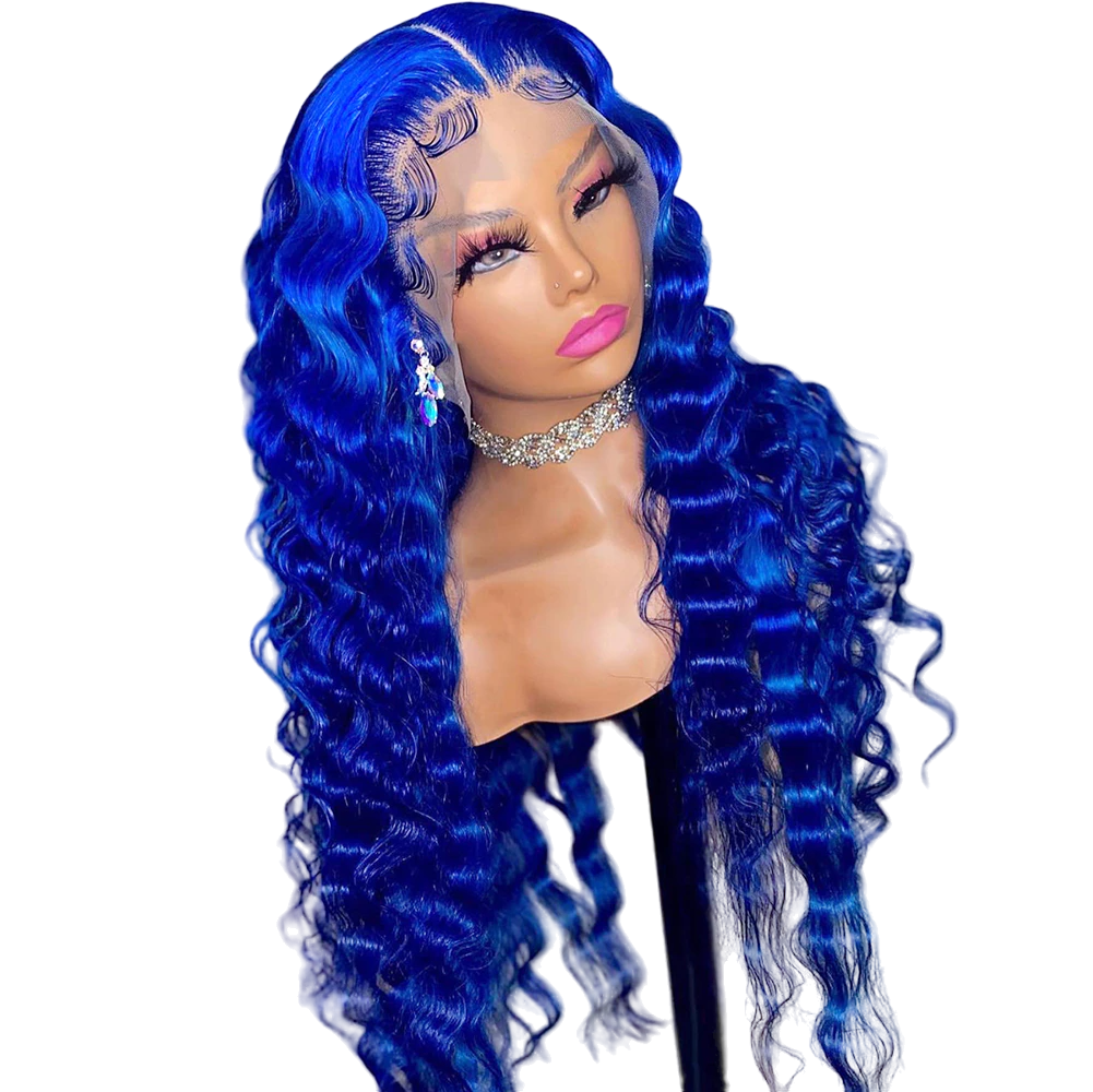 Blue Wavy Lace Front Wig