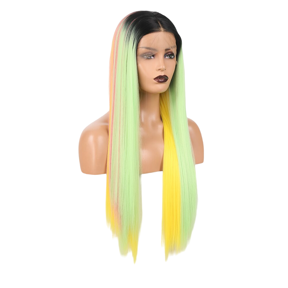 Ombre Multicolor Straight Synthetic Lace Front Wig