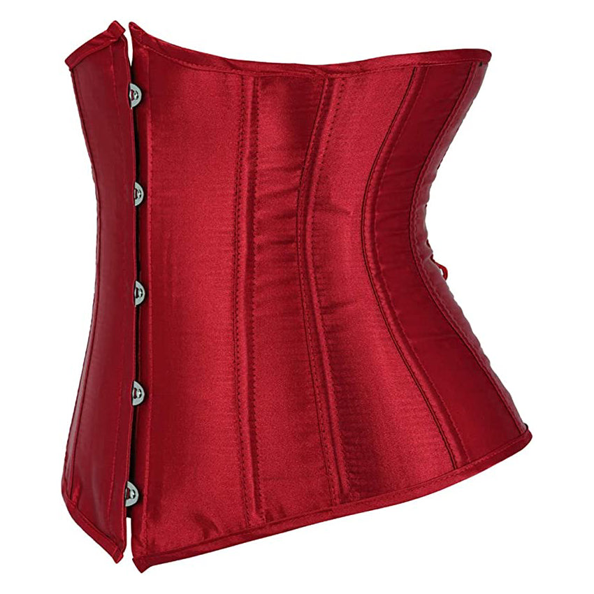 Wine Red Satin Underbust Corset