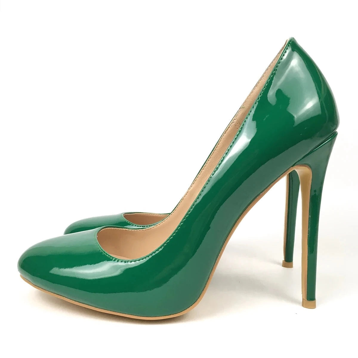 Green Round Toe High Heels Pumps