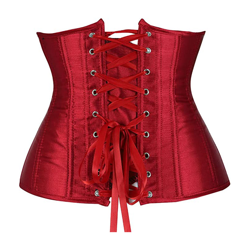 Wine Red Satin Underbust Corset