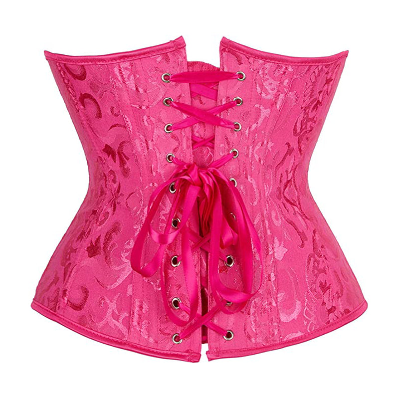 Hot Pink Floral Underbust Corset