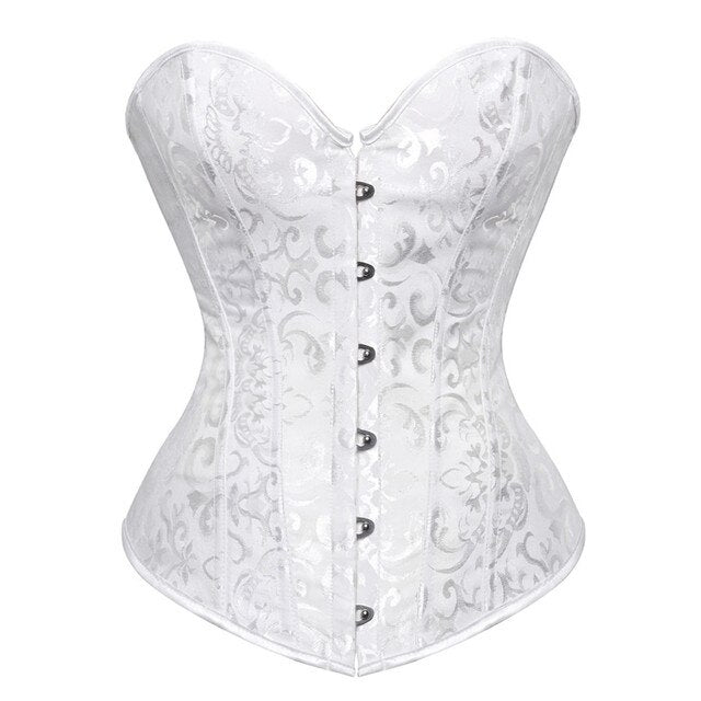 White Floral Overbust Corset