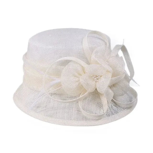 Elegant Short Brim Hat with Floral Decoration
