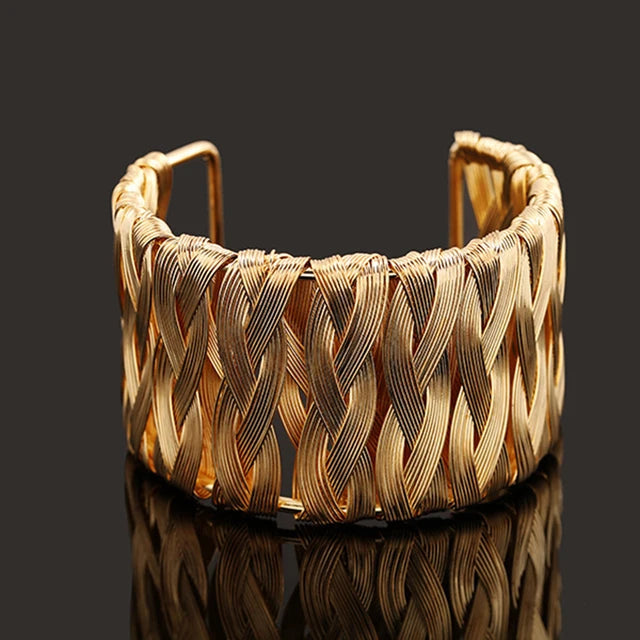Multilayer Metal Open Cuff Bracelet