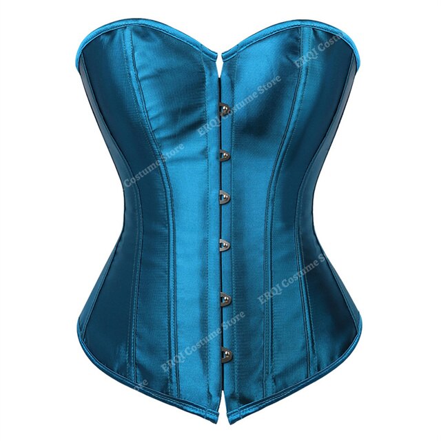 Peacock Blue Satin Overbust Corset