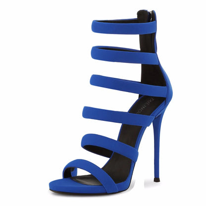 Sandals High Heels Stiletto Strappy Back Zipper